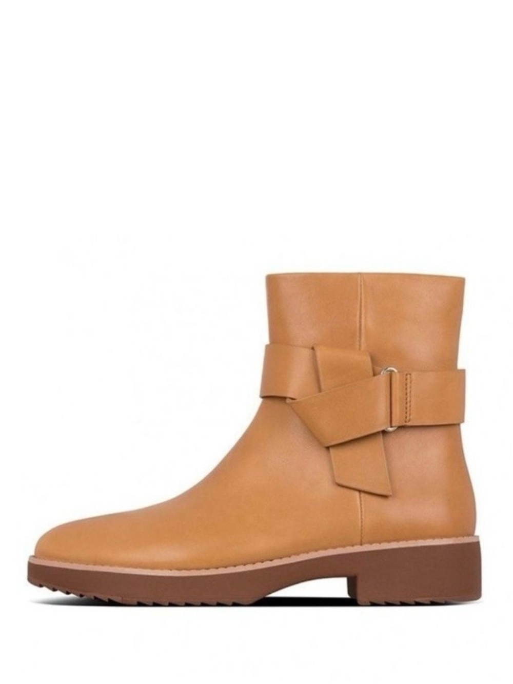 Fitflop Tan Leather Ankle Boot with Wrap Strap